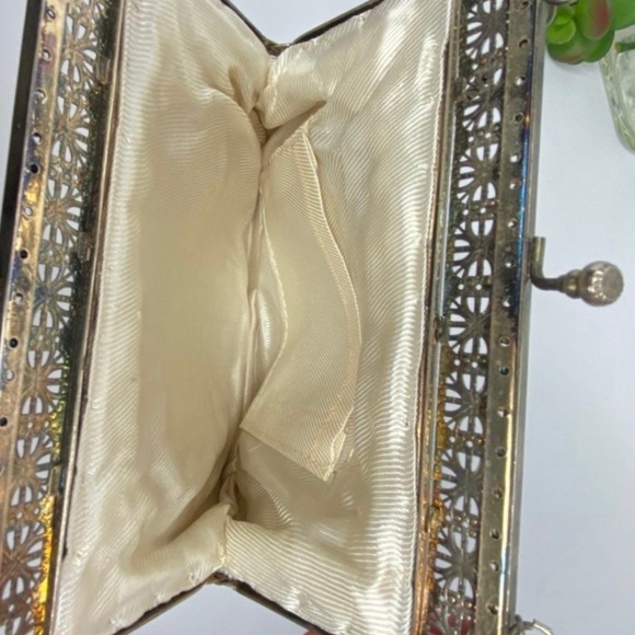 beaded cream handbag wristlet purse vintage - Picture 7 of 9